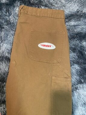 Ost Brown Carpenter Pocket Pants with Logo Patch